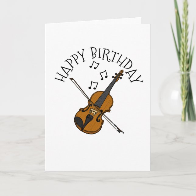 Tarjeta De Agradecimiento Músico violinista de cuerdas de cumpleaños con tar (Anverso)