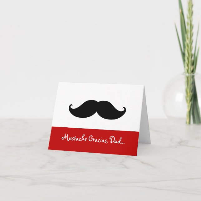Tarjeta De Agradecimiento Mustache Gracias Dad, Father's Day Card (Anverso)