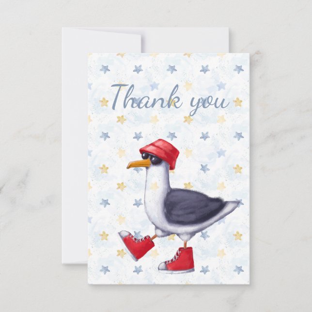 Tarjeta De Agradecimiento Muy Guay Curte Seagull Vacation TravelGracias A Us (Anverso)