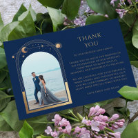 Mystical Chic Azul Dorado Estrella Luna Foto Boda