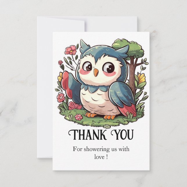 Tarjeta De Agradecimiento Mystical Cute Owl Baby Shower (Anverso)