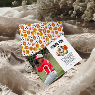 Tarjeta De Agradecimiento Nacido 2 Ball Sport niño temático segundo Fiesta d