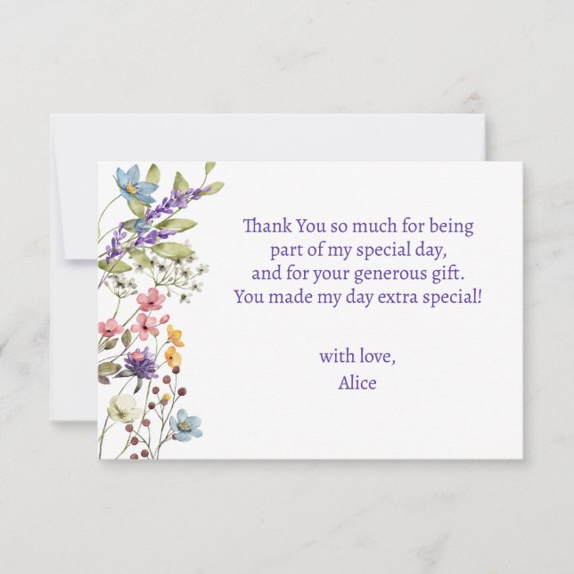 Tarjeta De Agradecimiento Nacidos para florecer flores silvestres cumpleaños (Anverso)