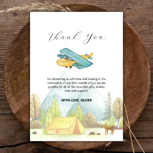 Tarjeta De Agradecimiento Naciendo Pronto Bosque Vintage Avión Shower de Beb