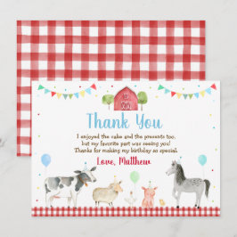 Tarjeta De Agradecimiento Nacimiento de animales de granja de Barnyard