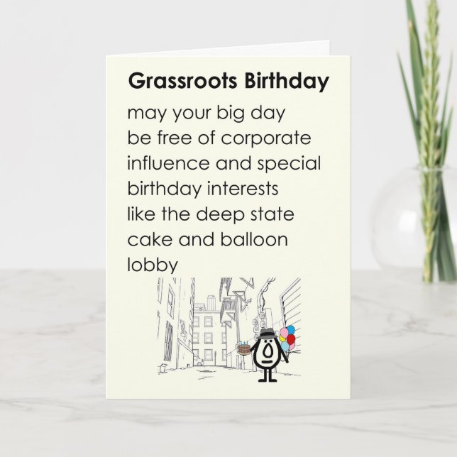 Tarjeta De Agradecimiento Nacimiento de base Un divertido poema de cumpleaño (Anverso)