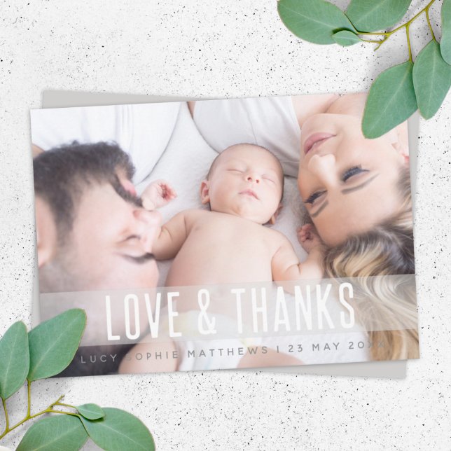 Tarjeta De Agradecimiento Nacimiento de bebé moderno | Familia fotográfica D (Subido por el creador)