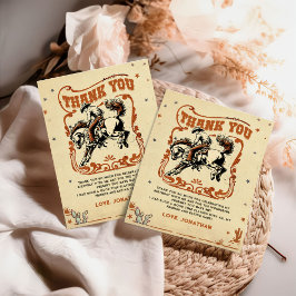 Tarjeta De Agradecimiento Nacimiento de Cowboy Occidental en el Rodeo Retro