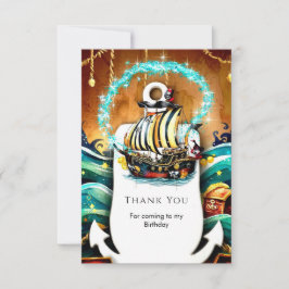 Tarjeta De Agradecimiento Nacimiento de la aventura pirata de un barco pasto