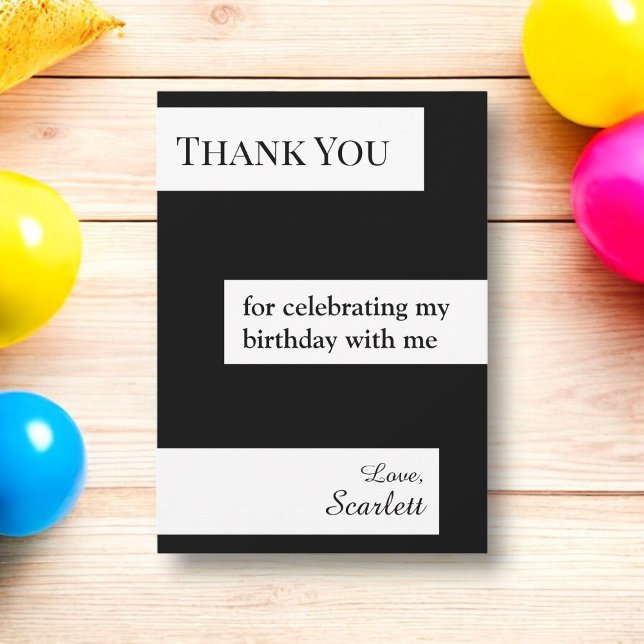 Tarjeta De Agradecimiento Nacimiento De Moda Elegante Mínimo En Blanco Y Neg (Subido por el creador)