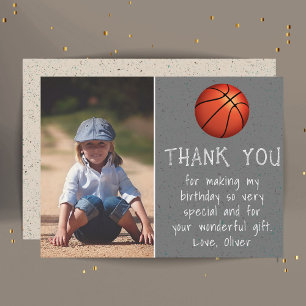 Tarjeta De Agradecimiento Nacimiento de niño de Ball Baloncesto con foto de