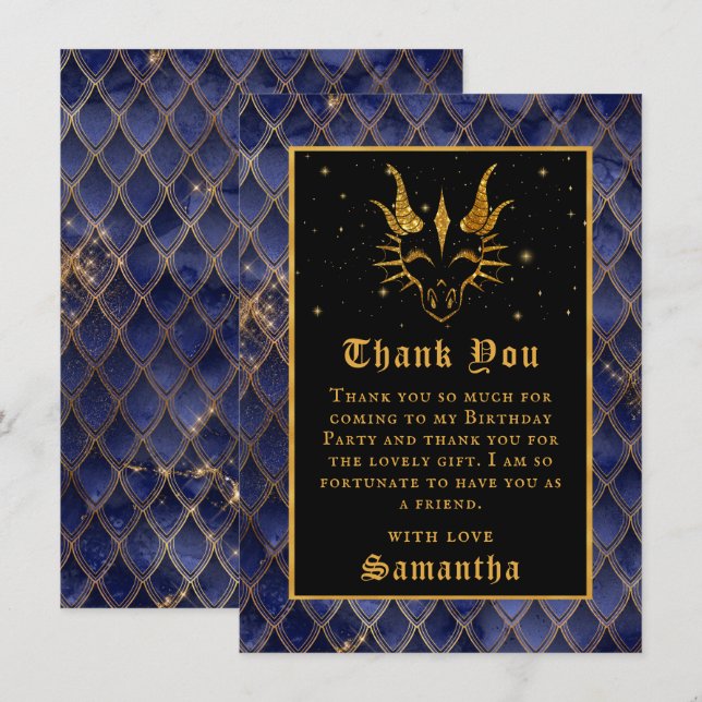 Tarjeta De Agradecimiento Nacimiento del dragón azul de la marina escalas de (Anverso / Reverso)