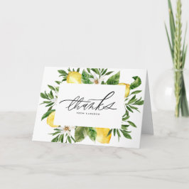 Tarjeta De Agradecimiento Nacimiento del marco del limón de color agua