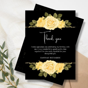 Tarjeta De Agradecimiento Nacimiento floral de amarillo y oro negro