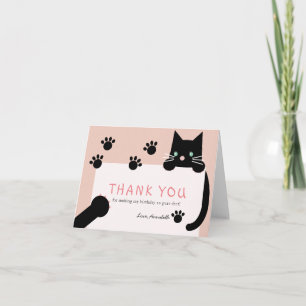 Tarjeta De Agradecimiento Nacimiento rosado del Chica Gato Negro Kitty