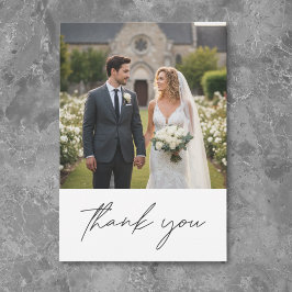 Tarjeta De Agradecimiento Nada Elegante Solo Amor Minimalista Foto Boda