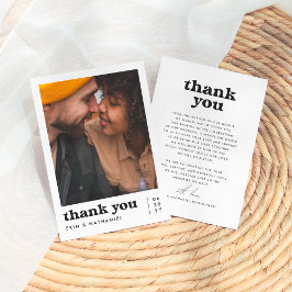 Tarjeta De Agradecimiento Nada Fancy Retro Groovy Photo Boda