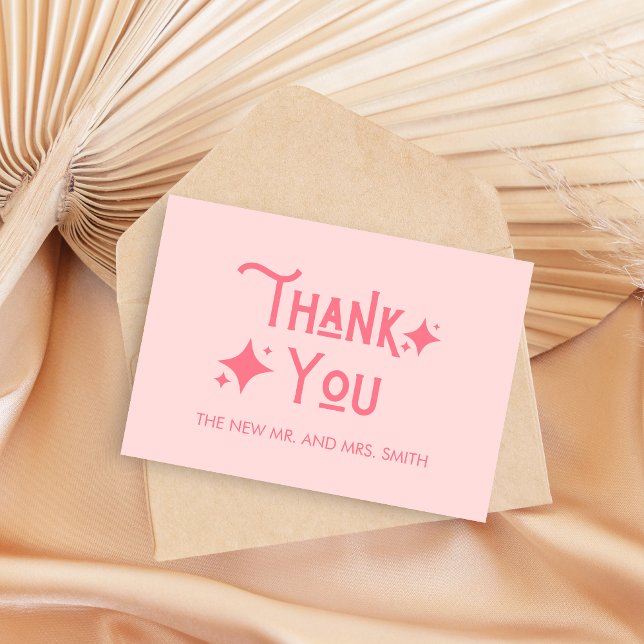 Tarjeta De Agradecimiento Nada Rosa Moderno Fancy Just Love Boda (Pink Modern Just Love Wedding Thank you Card)