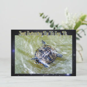Tarjeta De Agradecimiento Nadando Tortuga Dice Hola