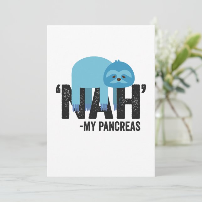 Tarjeta De Agradecimiento Nah my Pancreas Funny Diabetes Blue Ribbon Sloth (Anverso de pie)