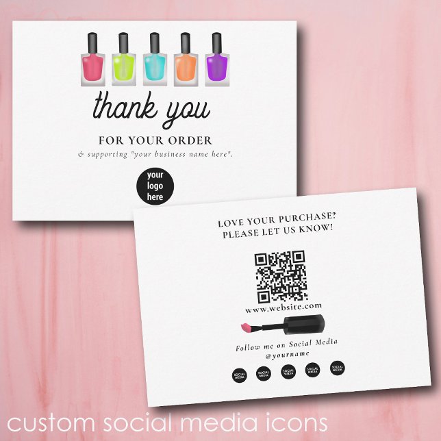 Tarjeta De Agradecimiento Nail Artist Business Thank You Logo Social Media (Nail Artist Business Thank You Logo Social Media)