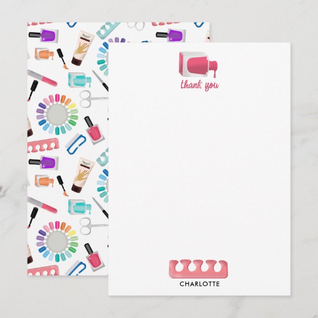 Tarjeta De Agradecimiento Nails Manicure Pedicure Beauty Salon  (Anverso / Reverso)