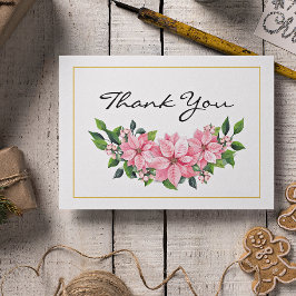 Tarjeta De Agradecimiento Name || Poinsettia Christmas Party Thank You Card