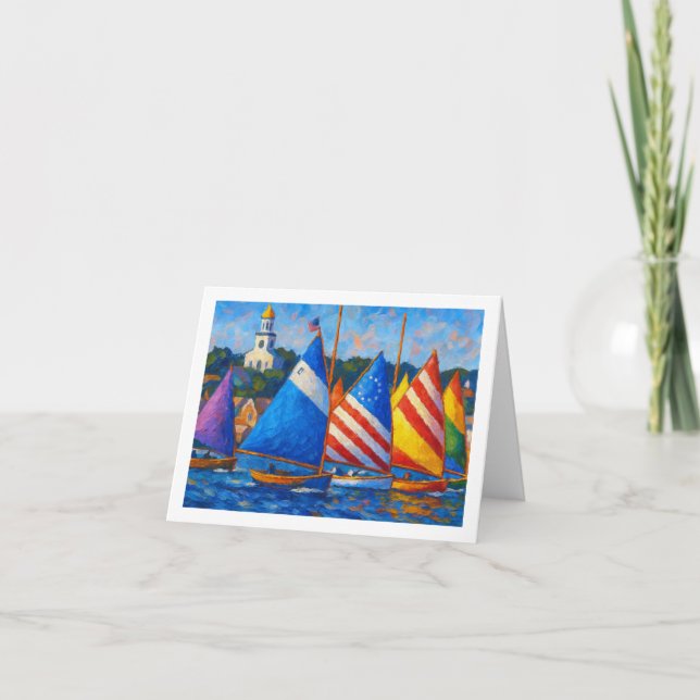 Tarjeta De Agradecimiento Nantucket Beetle Cat Boats plegado (Anverso)