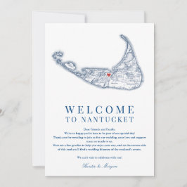 Tarjeta De Agradecimiento Nantucket MAMÁES Boda Bienvenida Azul Marina Itine