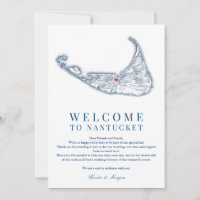 Nantucket MAMÁES Boda Bienvenida Azul Marina Itine