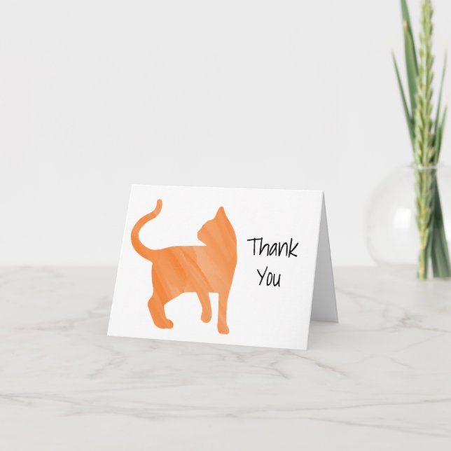 Tarjeta De Agradecimiento Naranja acuarela imagen en blanco de gato interior (Anverso)