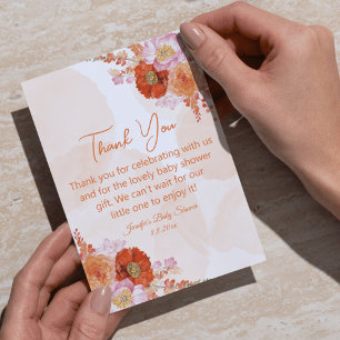 Tarjeta De Agradecimiento naranja acuático elegante ducha de bebé florida