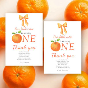 Tarjeta De Agradecimiento Naranja adorable de cítricos Fiesta de cumpleaños