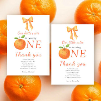 Tarjeta De Agradecimiento Naranja adorable de cítricos Fiesta de cumpleaños