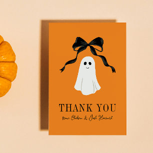 Tarjeta De Agradecimiento Naranja Baby Boo Ghost Halloween Gracias