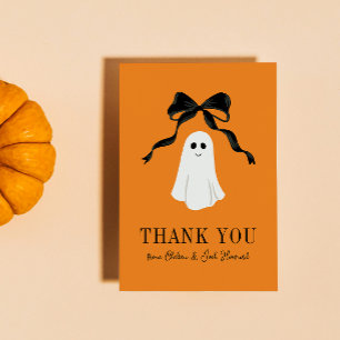 Tarjeta De Agradecimiento Naranja Baby Boo Ghost Halloween Gracias