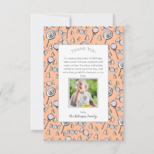 Tarjeta de agradecimiento Naranja Bebé Dulce Peque