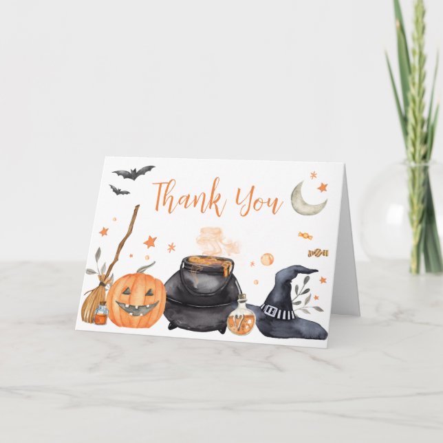 Tarjeta De Agradecimiento Naranja bebé se prepara para Halloween Baby Shower (Anverso)