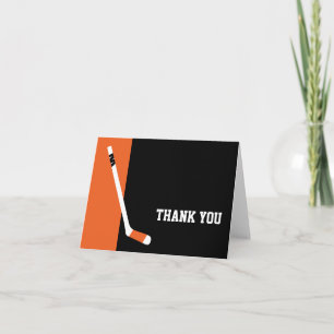 Tarjeta De Agradecimiento Naranja Black Hockey Gracias