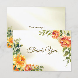 Tarjeta De Agradecimiento Naranja boda Verde Rojo Amarillo Floral Moderno
