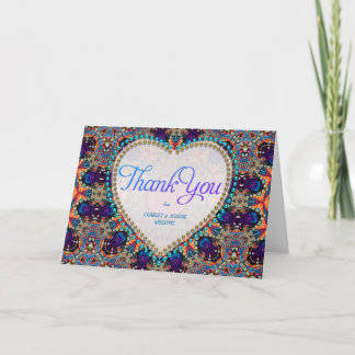 Tarjeta De Agradecimiento Naranja Bohemio Hippie Azul Púrpura Gracias Cartas