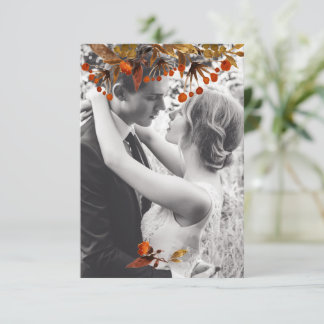 Tarjeta De Agradecimiento Naranja Brown Foliage Overlay Añadir su propia fot