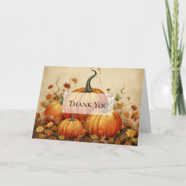Tarjeta De Agradecimiento Naranja Calabazas Rustic Otoño