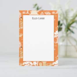 Tarjeta De Agradecimiento Naranja Chinoiserie Pagodas
