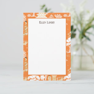Tarjeta De Agradecimiento Naranja Chinoiserie Pagodas
