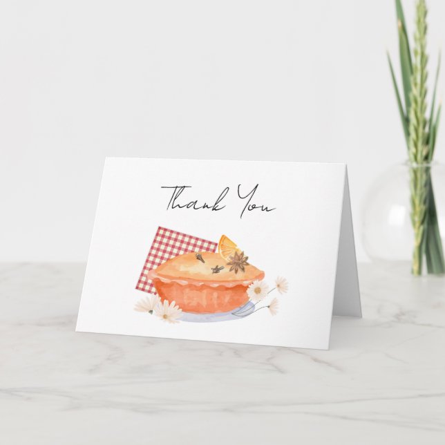 Tarjeta De Agradecimiento Naranja Cutie Pie Flower Fall Baby Shower (Anverso)