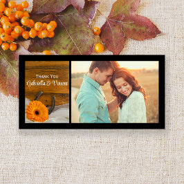 Tarjeta De Agradecimiento Naranja Daisy Horseshoe Boda Occidental Gracias