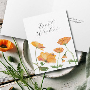 Tarjeta De Agradecimiento Naranja de acuarela Floral Bridal Shower Card