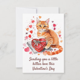 Tarjeta De Agradecimiento Naranja de acuarela Tabby Cat con caja de regalo d