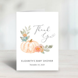 Tarjeta De Agradecimiento Naranja de calabaza acuarela Baby Shower